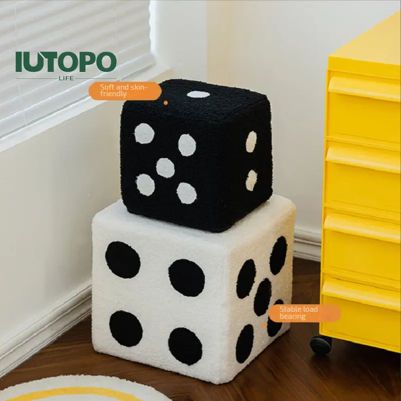 Hallway Pouf Creative Dice Pouf Living Room Makeup Stool Doorway Ottoman Shoe Changing Stool Small Apartment Low Sitting Pier