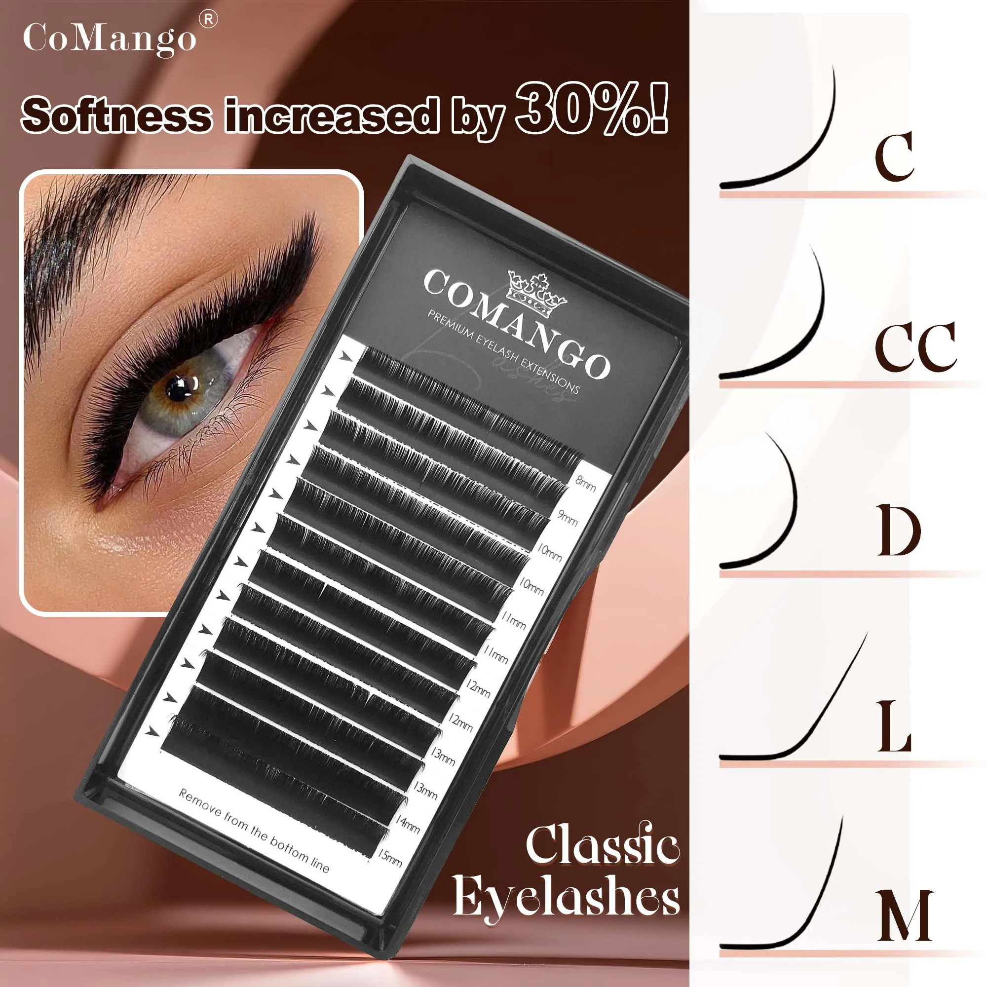 CoMango Wimpernverlängerung mit hoher Haltbarkeit (0,03/0,05/0,07/0,1/0,15 mm), einzelne Wimpern, mattschwarz, Russian Volume, Make-up