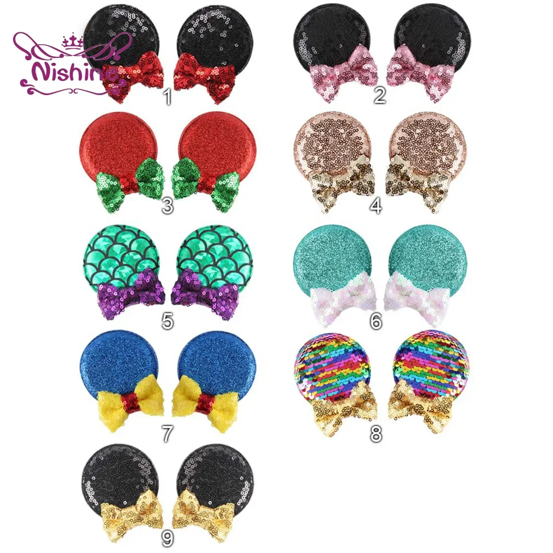 2pcs/lot Glitter Sequins Bowknot Children Hair Clips Baby Girls Cute Ear Hairpin Princess Headwear Kids Birthday Gifts