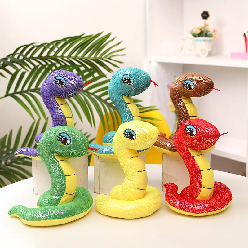 

20cm New Cute Sequin Snake Doll Plush Stuffed Doll Toys 2025 Snake Year Mascot Plush Doll Kids Sleep Pillow Birthday Gifts