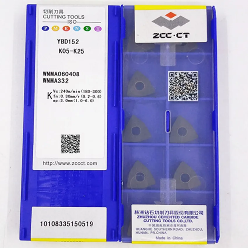 WNMA060408 YBD152/WNMA080408 YBD102/WNMA080412 YB7315 WNMA332 WNMA432 WNMA433 ZCC.CT insertos de carburo CNC para hierro fundido 10 unids/caja
