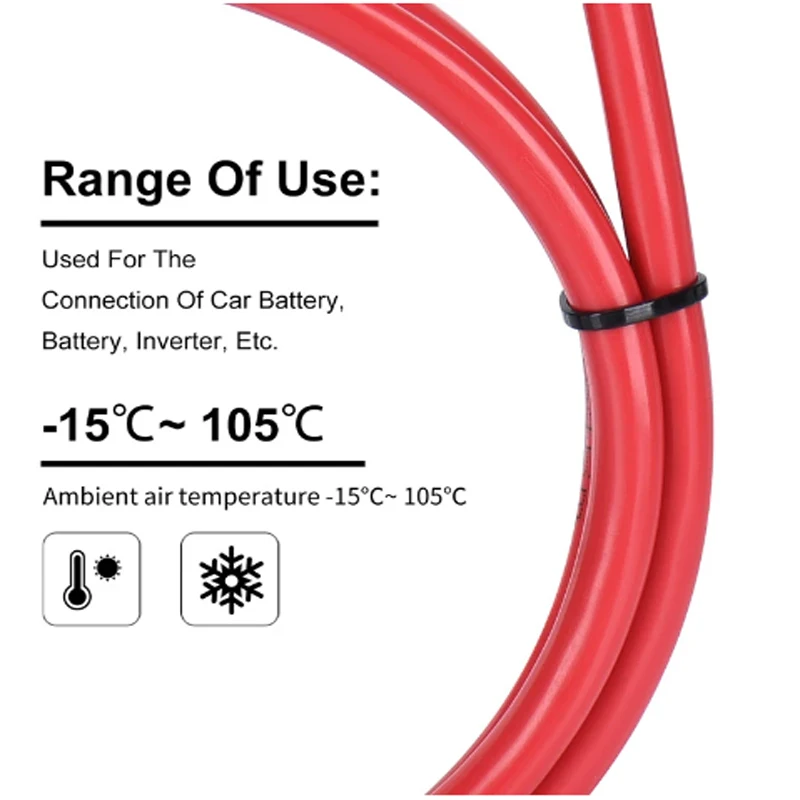 8/6AWG Solar Battery Inverter Cable Set Stranded Copper Wire with Lug Terminals for Solar Power Systems Wire