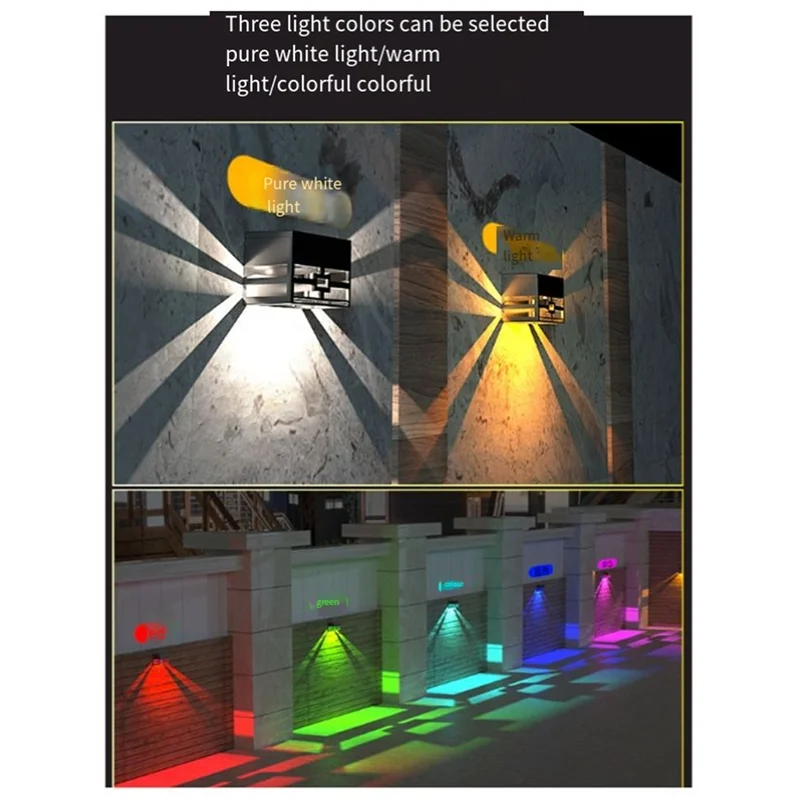 Lampade da parete solari Luci da recinzione per esterni Luci per scale solari impermeabili a LED Luci per patio esterno