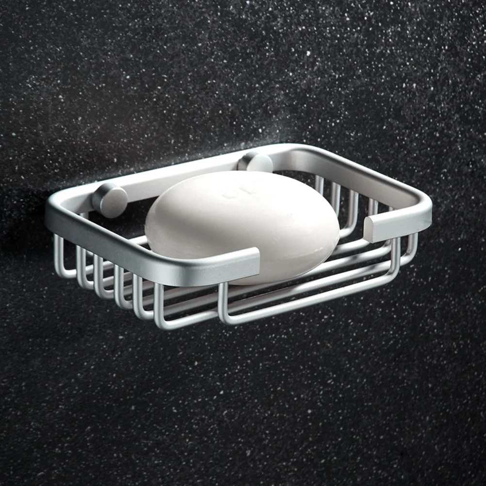 

2Pcs Space Aluminum Soap Rack Storage Tray Soap Dish Holder Waterproof for Bathroom Shower Sink Counter
