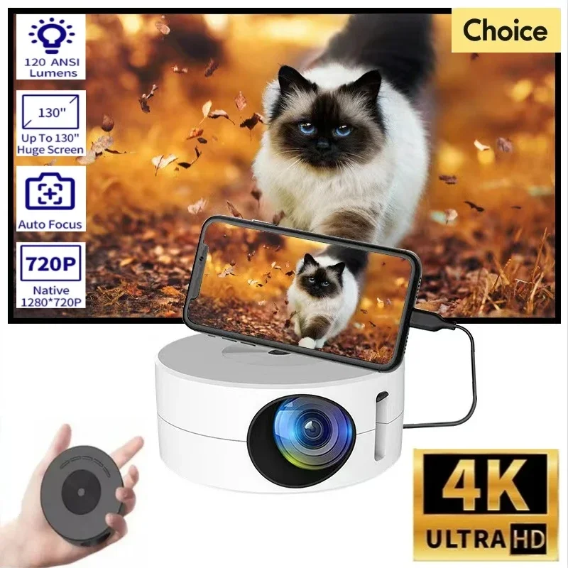 YT200 جهاز عرض صغير Portátil Laser de Cinema em المسرح المنزلي تلفزيون ذكي متعاطي المخدرات Projetores de Video LED Filme 4K Via Porta HD Prese
