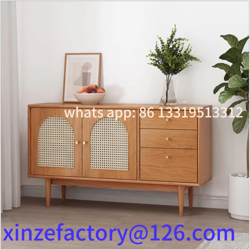 

Customizable solid wood dining side locker rattan door simple and modern