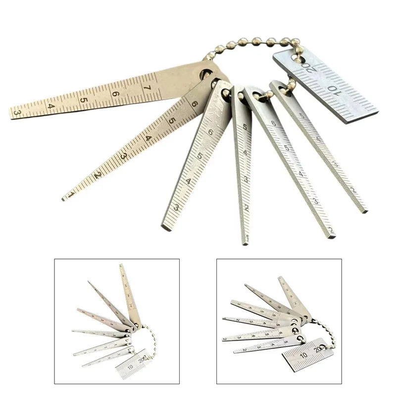 Konisches Lineal aus Edelstahl, Messwerkzeug, Lückenlehre-Set, kleines Taschenlineal-Set