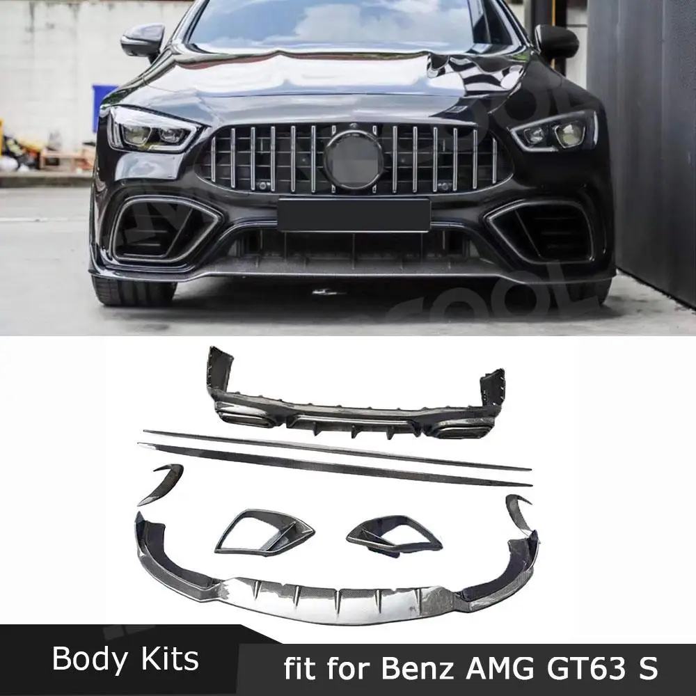 

Carbon Fiber Front Lip Air Vent Fins Moulding Trim Side Skrits Rear Diffuser Canards Splitters For Benz AMG GT63 S 2019-2023