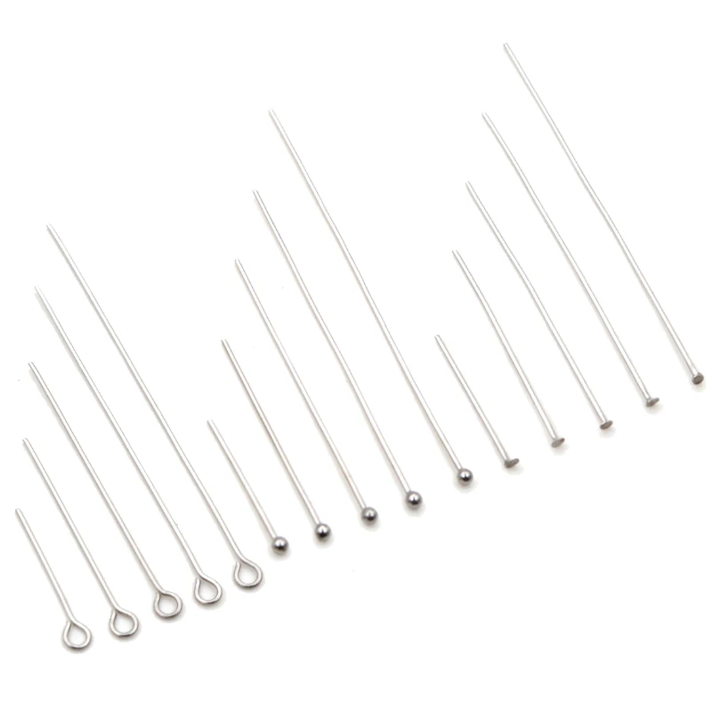 100pcs 20-70mm No Fade Stainless Steel Jewelry Making Pins Ball Head Eye Head/Flat Head Pins DIY Jewelry Making Accessories
