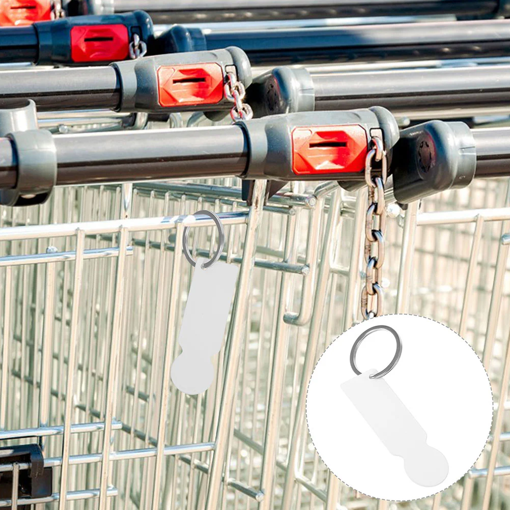 Cart Token Shopping Keychains Metal White Stainless Steel Portable Trolley Openers