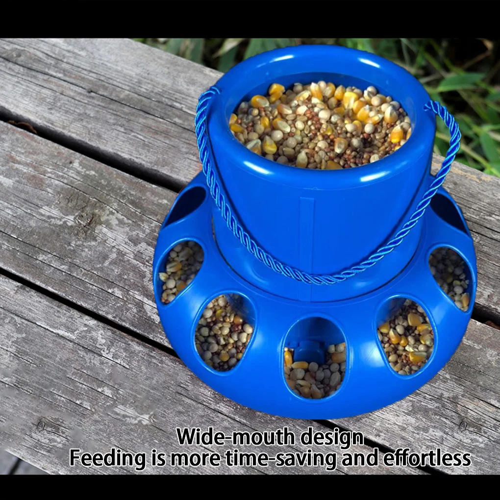 وحدة تغذية طيور الدجاج مع غطاء تمنع الانسكاب وحدة تغذية أوتوماتيكية 11 منفذًا مقاومة للانسكاب وحدة تغذية الطيور للحمام والدجاج والبط #3