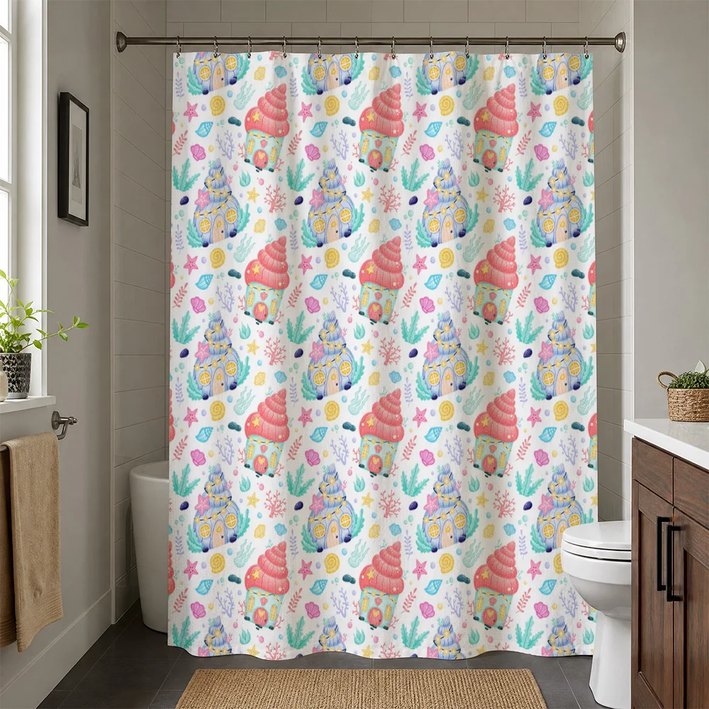 Cute Pastel Gingerbread House Shower Curtain Waterproof Bathroom Decor Whimsical Cottagecore Aesthetic Shower Curtain Liner for
