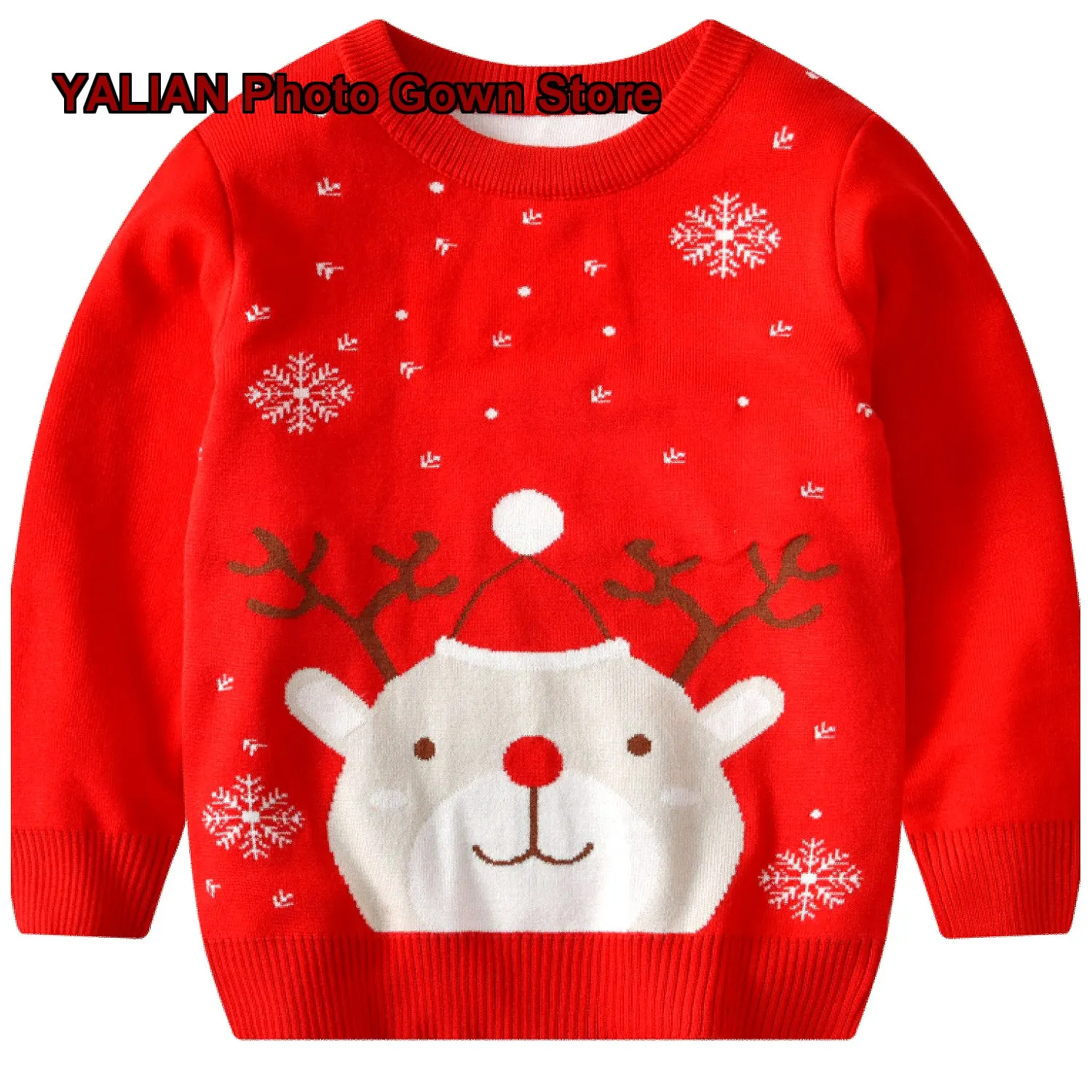 Boys Girls Pullover Sweater Kids Autumn Winter Double-Layered Round Neck Knit Top Solid Color Little Kids