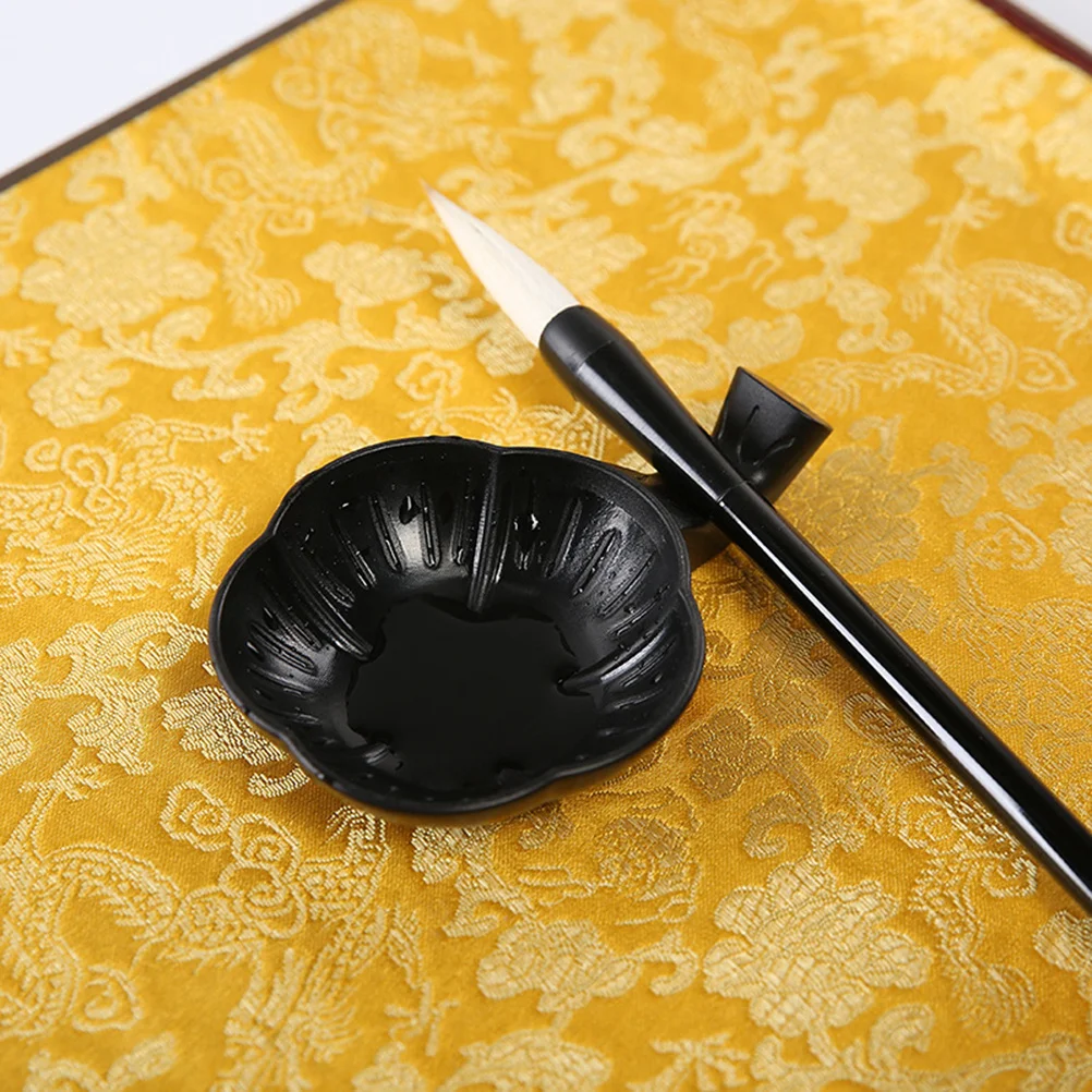 15Pcs Plastic Ink Dish Ink Plate Black Artistic Shape for Calligraphy Painting Brush Pen Holder Chinese Calligraphy Color Mixing