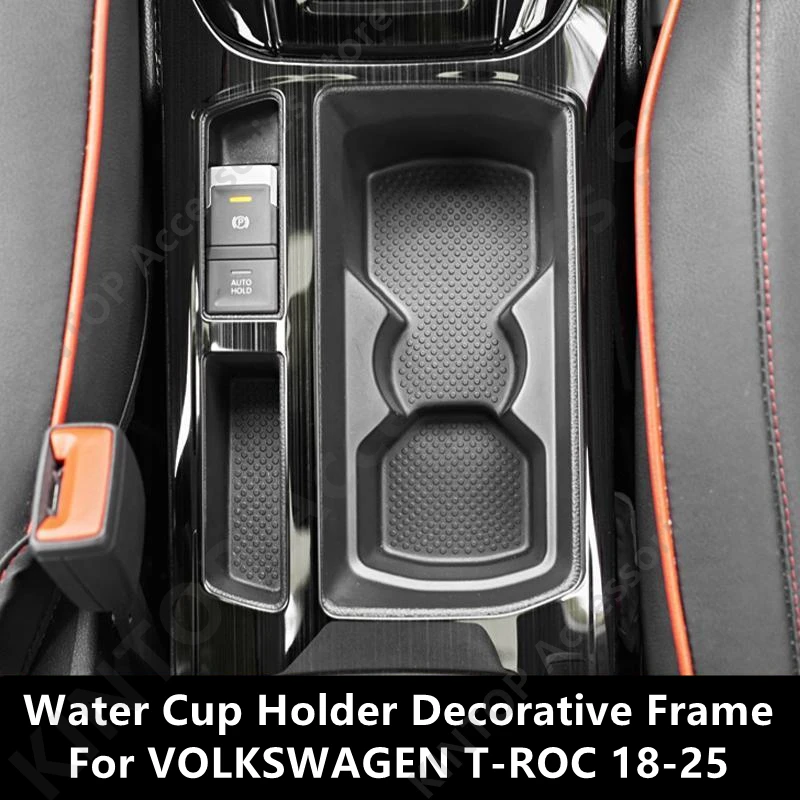 For VOLKSWAGEN T-ROC 18-25 Water Cup Holder Decorative Frame,Car Interior Decoration Modification Protection Accessories Refit