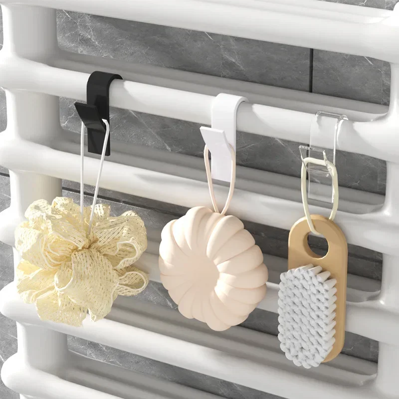 

Kitchen Bathroom Hanger Clips Storage Racks White Clear Hanger Heated Towel Radiator Rail Clothes Scarf Hanger Hooks Holder