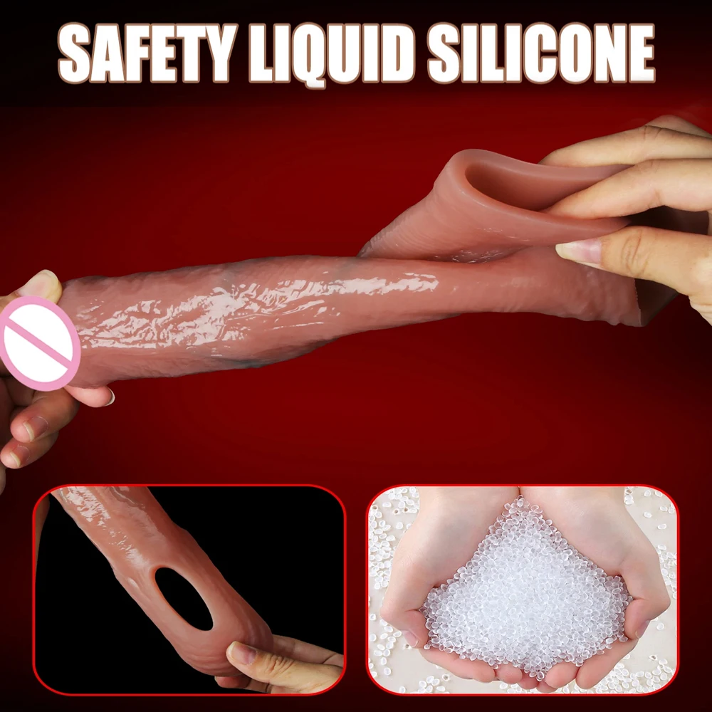 Рукав для пениса, мужская секс-игрушка, увеличитель пениса, удлинитель для мужчин, реалистичное кольцо для пениса с фаллоимитатором, чтобы закрепить сперму, обучение мужским пенису