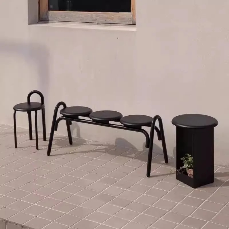 Table and Chair Courtyard Terrace Milk Tea Seat Milk Tea Shop Dessert Shop Outdoor Row Chair Bench