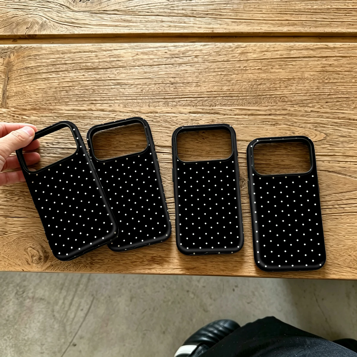 Black White Tiny Dots Hard Shock-Absorption Phone Case For Samsung Galaxy S26 S25 Ultra S24 S23 Plus 2-in-1 Protective Cover