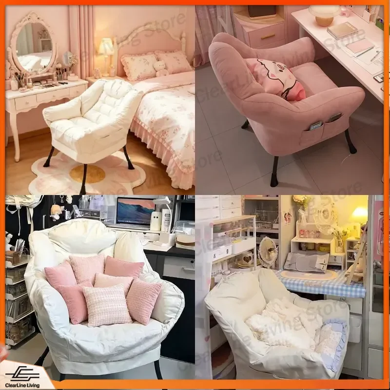 for Lazy Office Chair Single Sofa Dormitory Computer Chair Household Bedroom Balcony Girls Makeup Chair