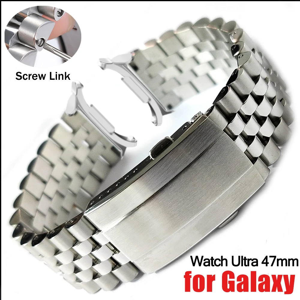 삼성 갤럭시 워치 울트라 47mm용 신형 스틸 스트랩 갭 없는 메탈 밴드 갤럭시 워치 7 47mm 교체용 팔찌 액세서리