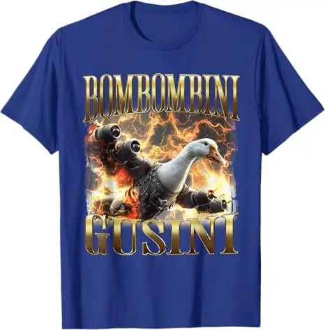 مضحك Bombombini Guzzini - الإيطالية Brainrot ميمي تي شيرت روح الدعابة Ai Goose Y2k تصميم الجرافيك الزي الجدة هدية قائلا المحملة