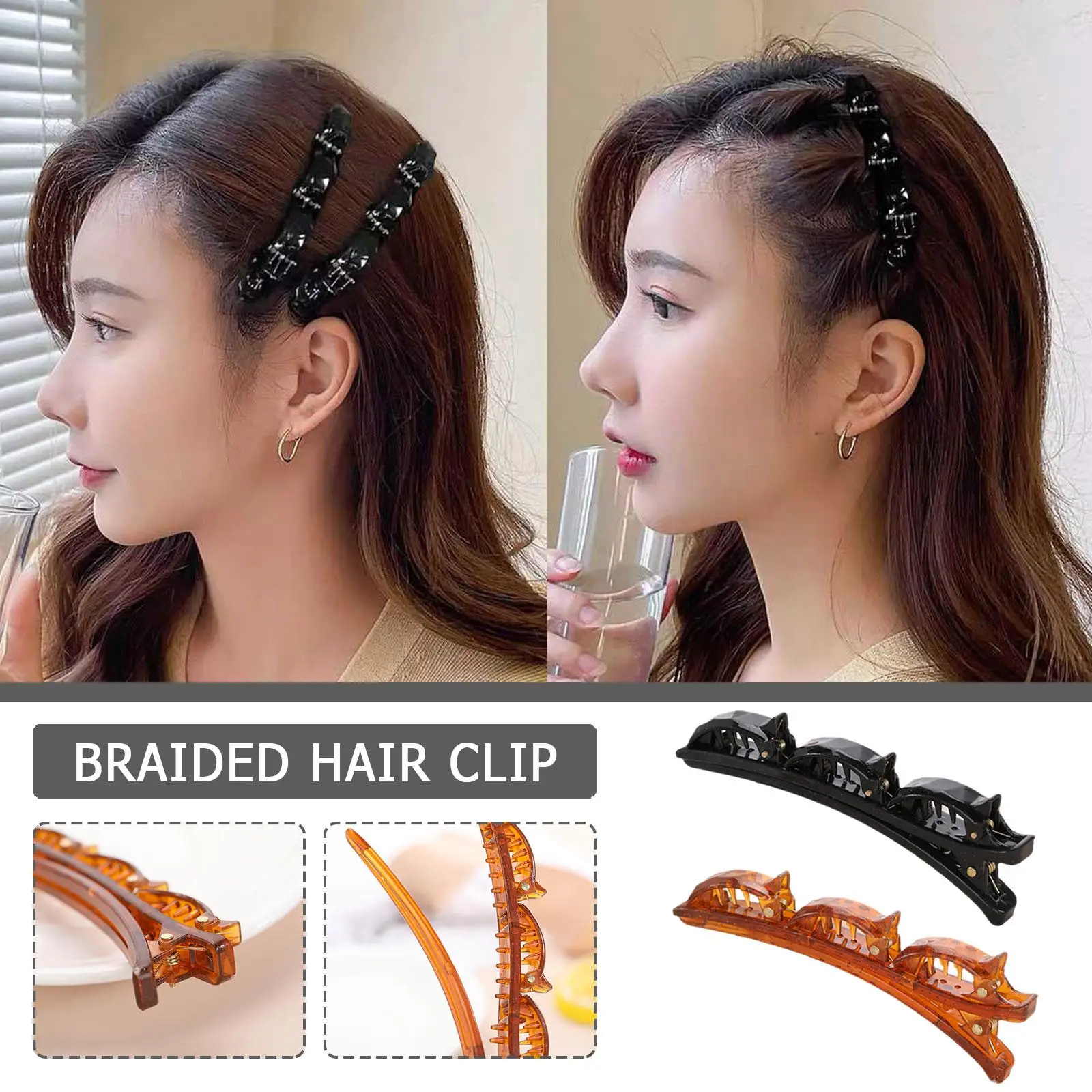 Hollow braided Hair Clip Black Headwear Women Cute Barrettes Hairgrip  Braided Fashion Hairpins Hair Accessories