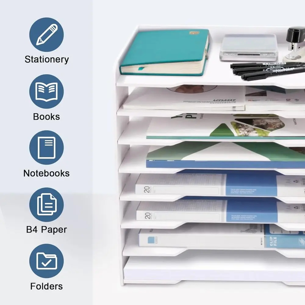 منظم مكتب بالحجم القانوني مكون من 8 طبقات: حامل رسائل وبريد لتخزين الورق في المنزل والمكتب والمدرسة #4