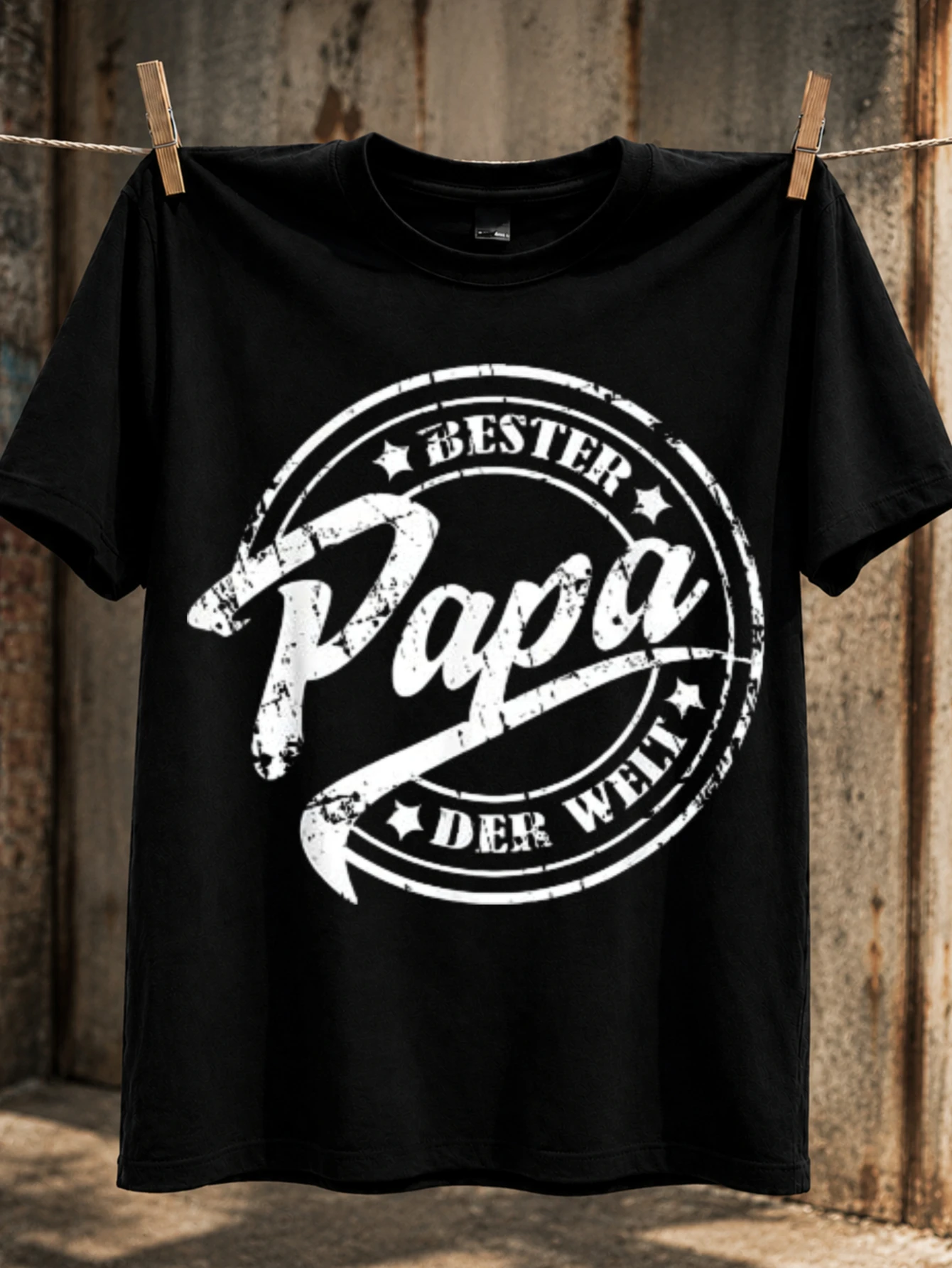 Bester Papa Der Welt circular stamp graphic with distressed  lettering proud father appreciation  Unisex All T-Shirt