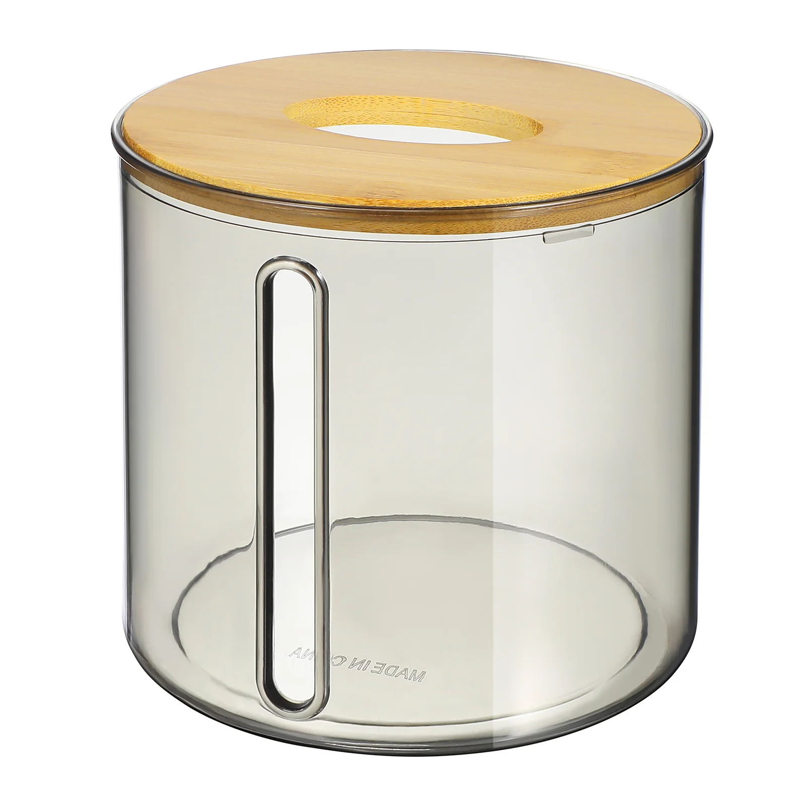 丸型ティッシュボックスホルダー プラスチック製 木製蓋付き コンパクト ナプキンディスペンサー リビングルーム 寝室 家庭用 ティッシュボックスカバー