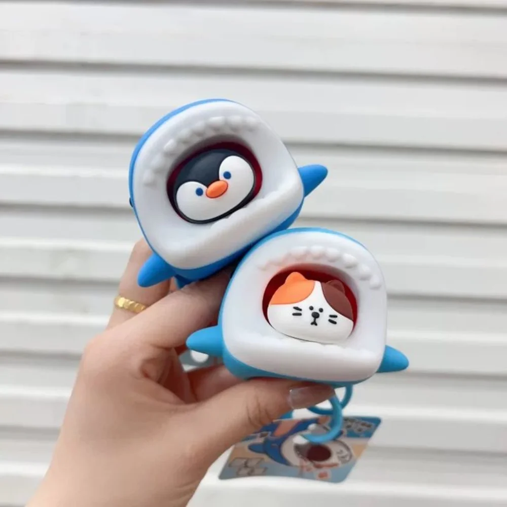 Модный брелок для ключей с изображением кота, аквариума и акулы, забавный креативный силиконовый кулон в виде пингвина, мягкий милый брелок с белым медведем, унисекс