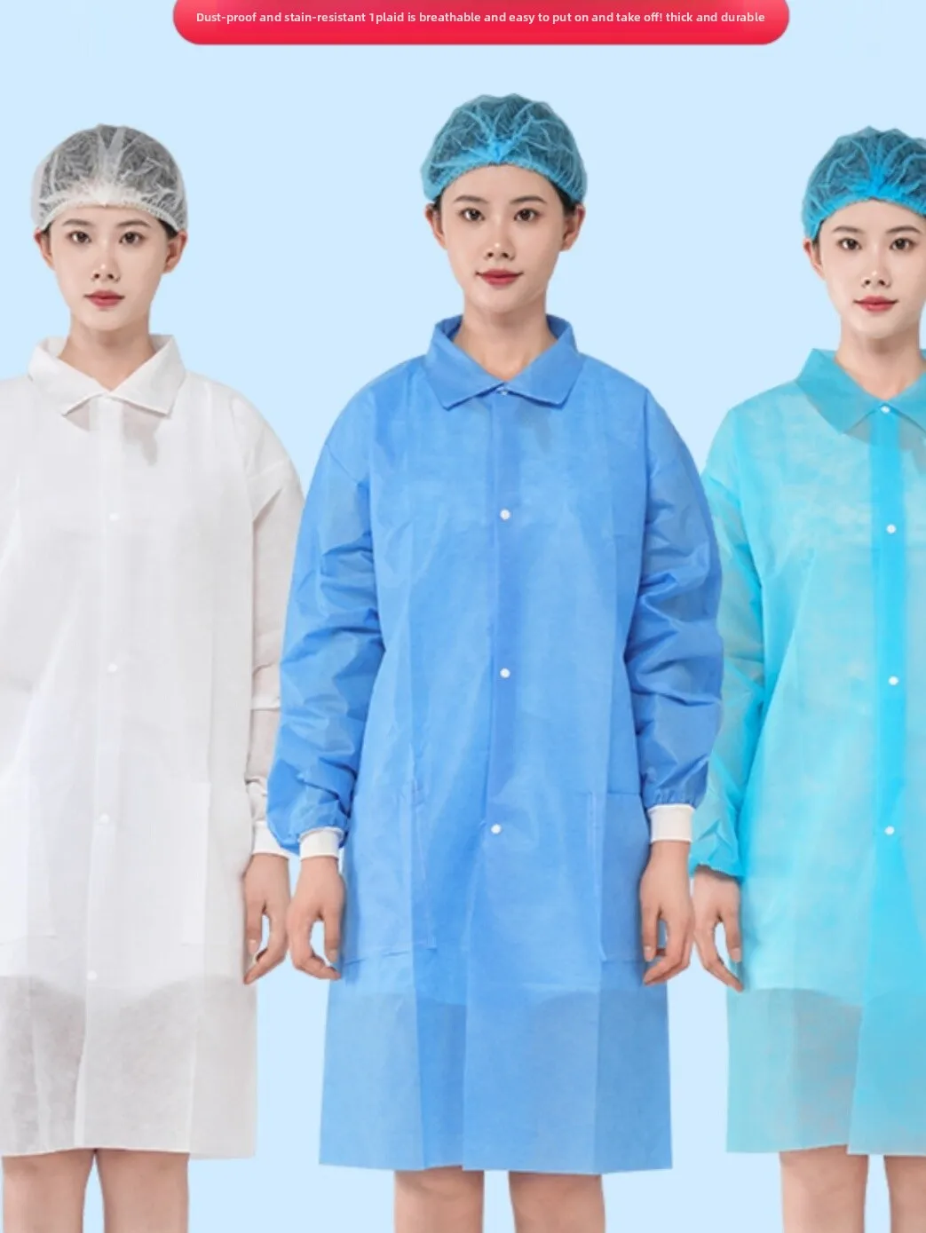 Disposable Thickened Non-woven White Lab Coat Work Uniforms for Restaurant And Pharmacy Dustproof Isolation Gown Visitor Gown