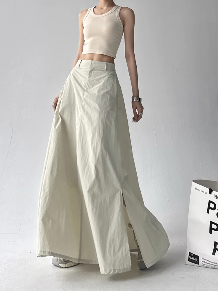 Sommer-Arbeitskleidung, leichter Stoff, asymmetrischer Rock mit hoher Taille, Damen-Sommerrock mit hoher Taille, A-Linie, langer Rock