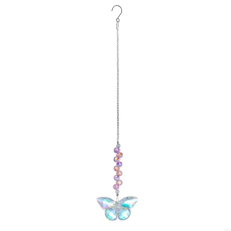 Artistic Crystal Butterfly Wind Chimes Hanging Ornament Suncatchers for Patios Balcony and Outdoor Spaces 55KF