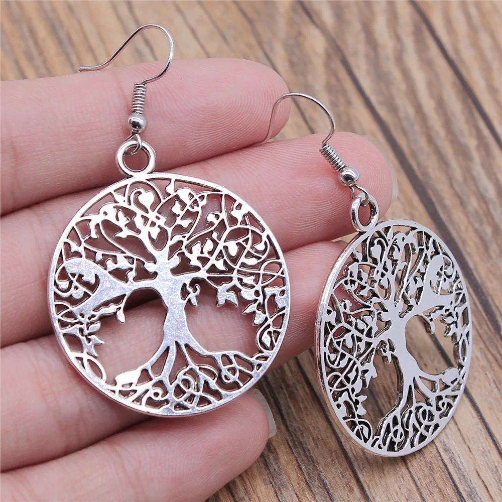 Dropshipping Drop Earrings Fashion Handmade 2 Colors Tree Of Life Pendant Earrings