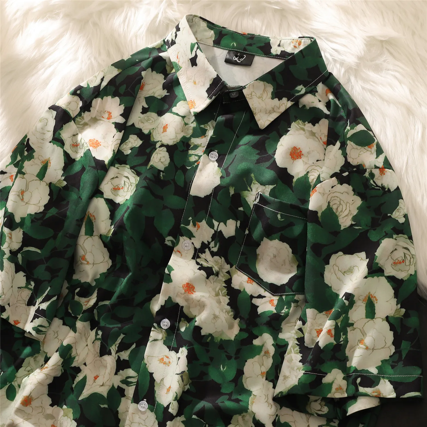 

Мужская летняя рубашка из ледяного шелка с цветочным принтом, свободного кроя, для путешествий, повседневная, в американском стиле, с защитой от солнца, молодежный тренд