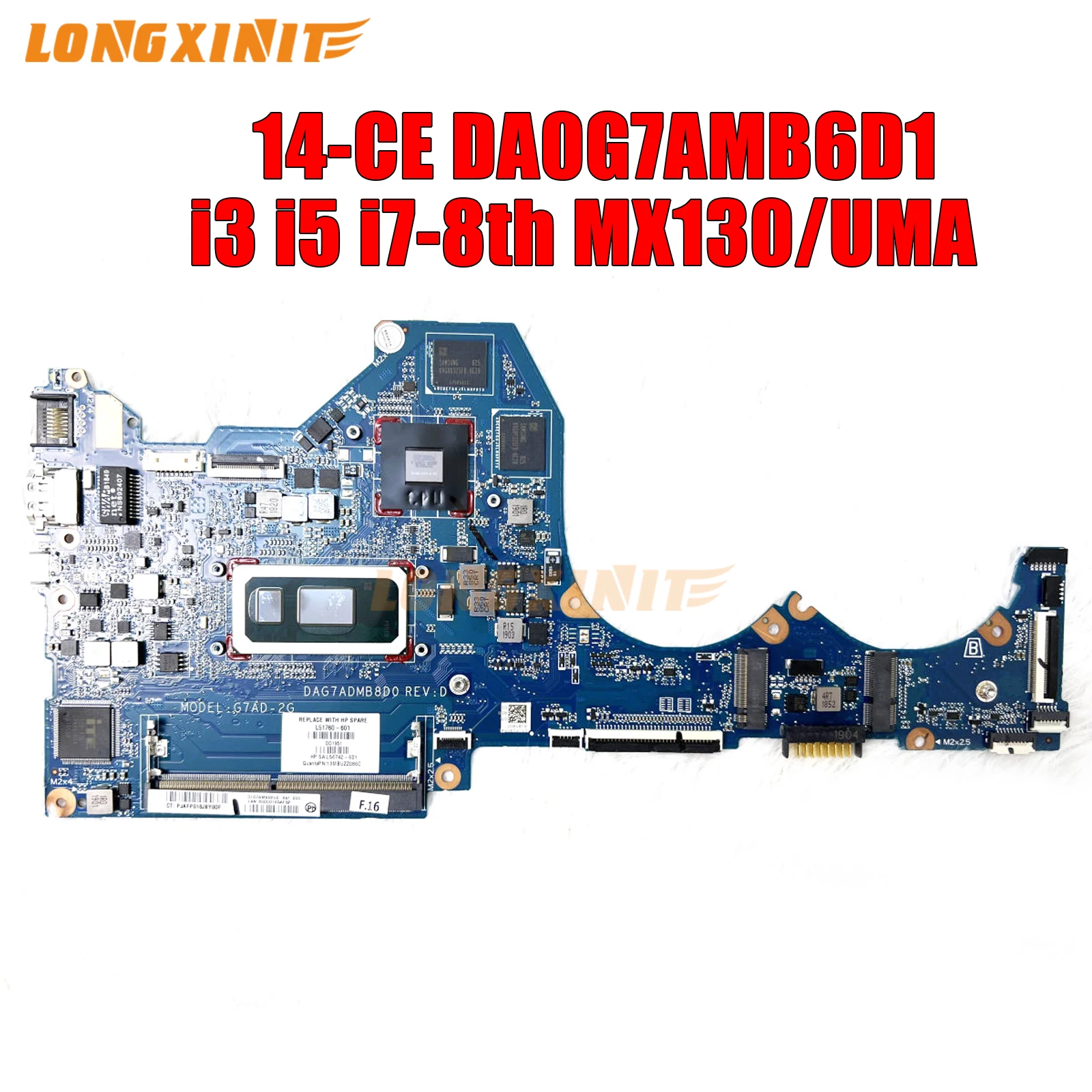 

L6356-601 L18503-601 L18492-601 DA0G7AMB6D1 For HP Pavlion 14-CE 14-CE0597SA Laptop Motherboard i3 i5 i7-8th Gen CPU MX130-2G DD