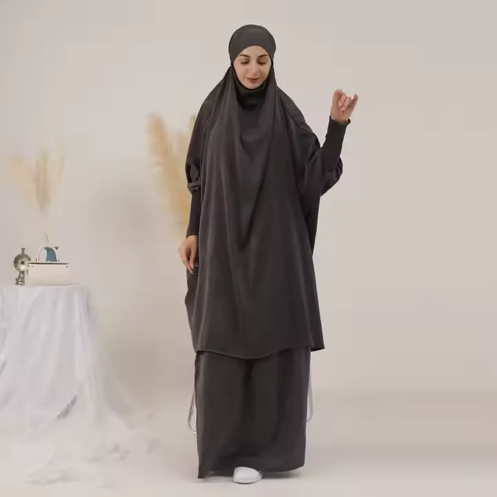 2PCS Women Prayer Garment Muslim Khimar Skirt Set Hijab Caftan Abaya Dress Niqab Burqa Kaftan Eid Djellaba Robe Kebaya Jalabiya