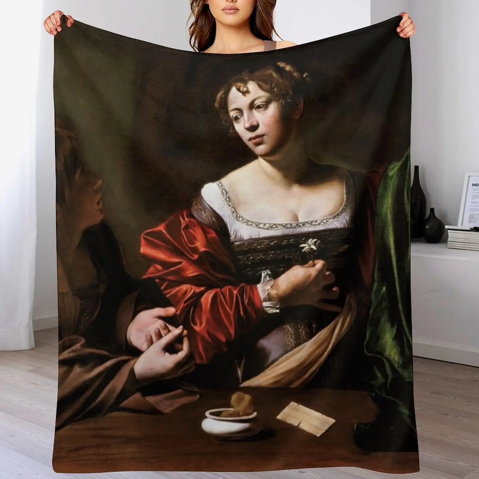 Martha and Mary Magdalene by Caravaggio (c 1598) Throw Blanket Softest Custom Blankets