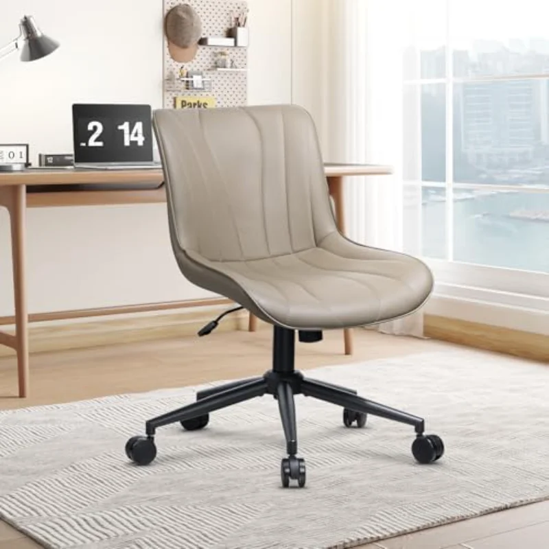 Ergonomic Home Office Chair, Armless Desk Chair with Rolling Wheels, Modern Computer Chair Rocking Task Sewing Chair, Small Swiv