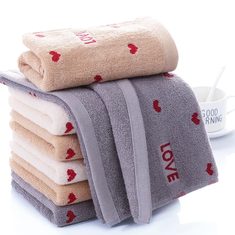 Love Cotton Bathroom Towel Thick Absorption Wash Face Wipe Hand Body Towels Kitchen Household Cloth for Cleaning 34x74cm