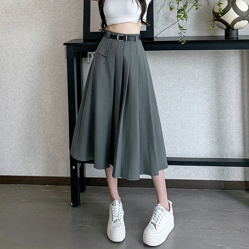 

Весна-Лето 2024: Повседневная женская юбка миди с широким плиссированным подолом, высокой талией, в стиле «летучая мышь», премиум-класса, для городского стиля