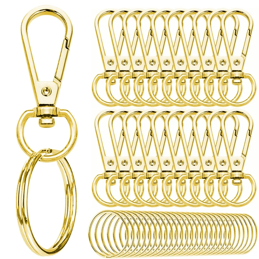 10/50 Sets Swivel Snap Hooks Double Opening Keychain Clip Rings Metal Lobster Claw Clasp for Hardware Crafts Lanyard Making image 2