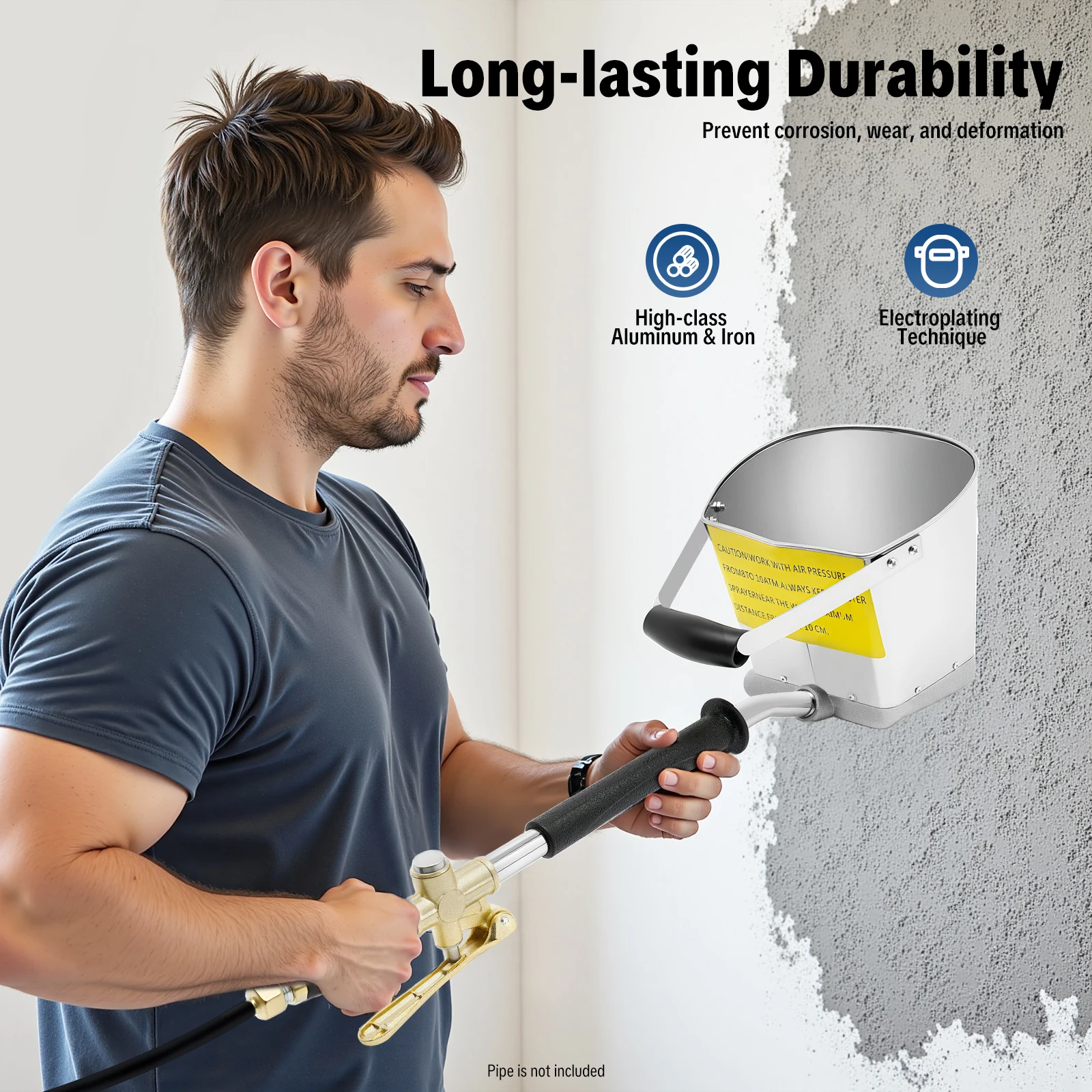 

8bar Cement Spray Gun 118.35oz Mortar Grouting Machine 1/2 Air Inlet 4 Spray Holes Two Handles Design For The Construction