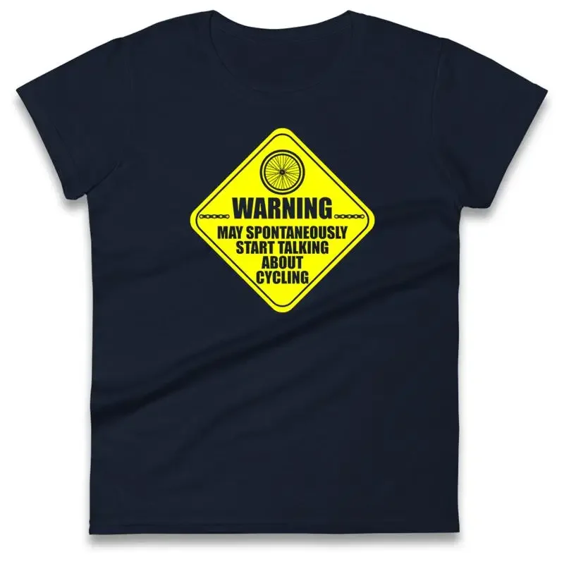 Warning May Spontaneously Start Cycling Ladies T Shirt Funny Bike Enthusiast