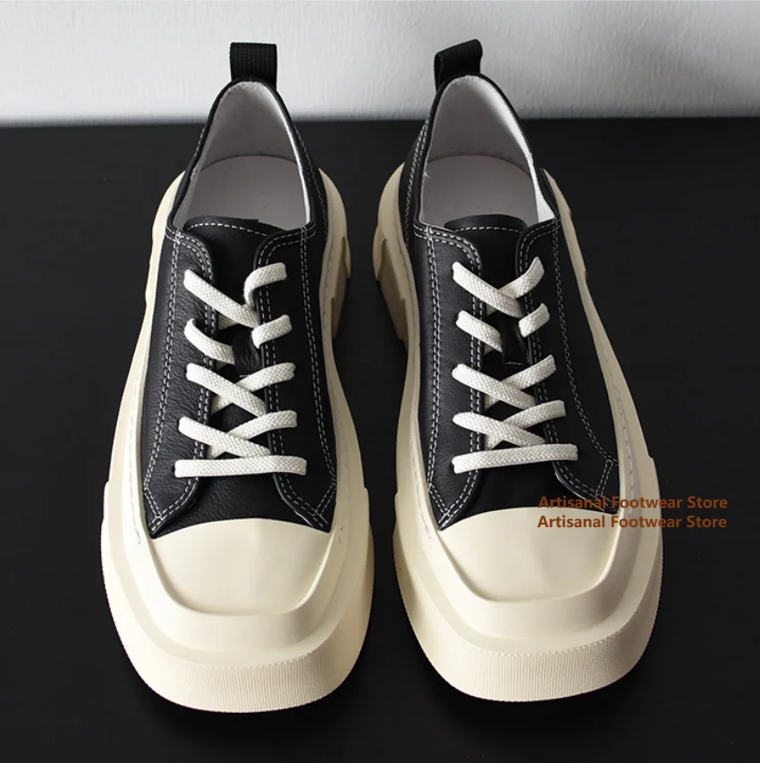 

Белые мужские туфли дерби из воловьей кожи на толстой подошве с квадратным носком, повседневная обувь на шнуровке, модная мужская обувь ручной работы