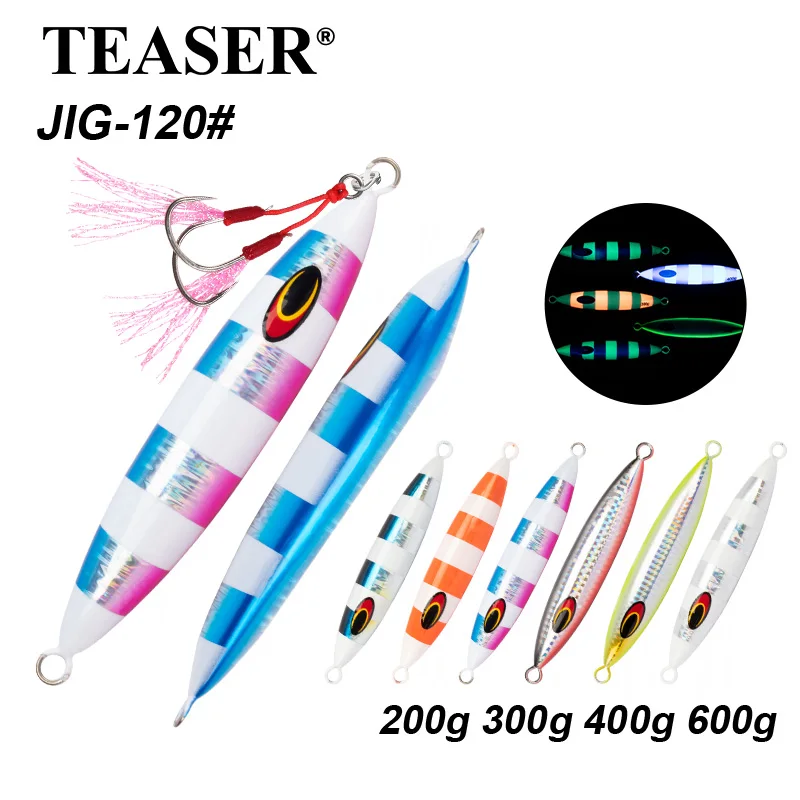 

TEASER J120 200g 300g fast sinking fishing metal jigging bait artificial hard luminous jig bait saltwater metal jig fishing lure
