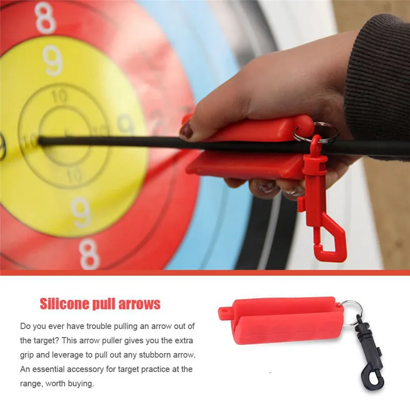 Outdoor Black Silicone Gel Archery Target Hunting Shooting Bow Arrow Puller Remover Keychain Tool