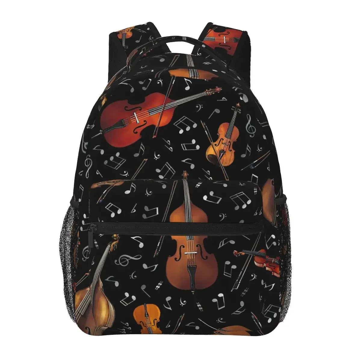 

Violin Music Notes On Black Backpacks Boys Girls Bookbag Children School Bags Cartoon Kids Rucksack Shoulder Bag Large Capacity