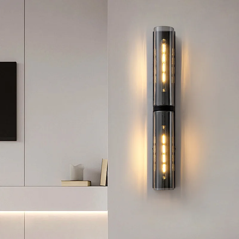 

Modern Clear Gray White Glass Wall Lamp E14 Bulb Black Gold Chrome Metal For Foyer Bedroom Stair Dining Room